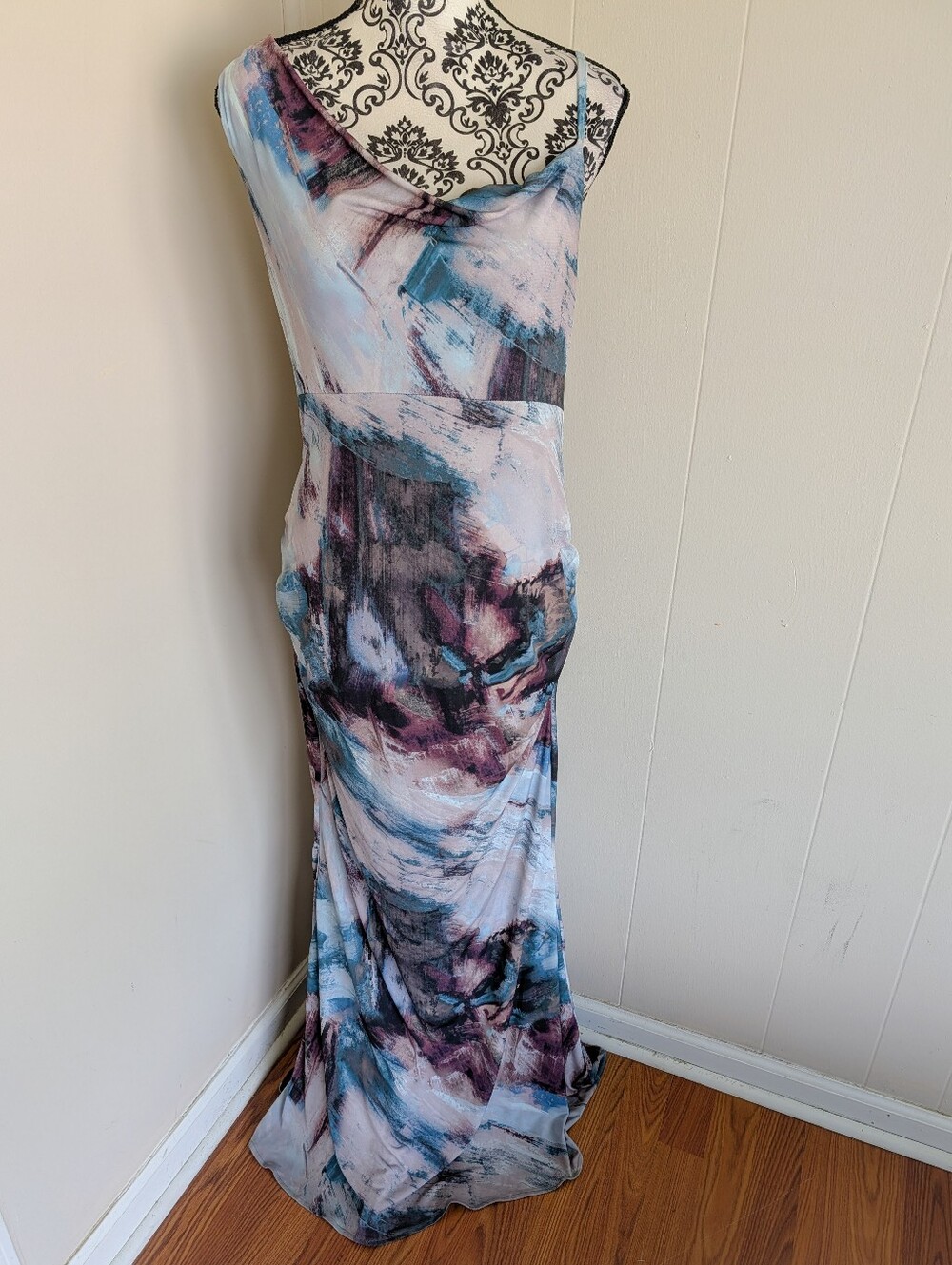 Club L London Maternity Phantasy Blue Abstract Maxi Dress - Picture 2 of 5